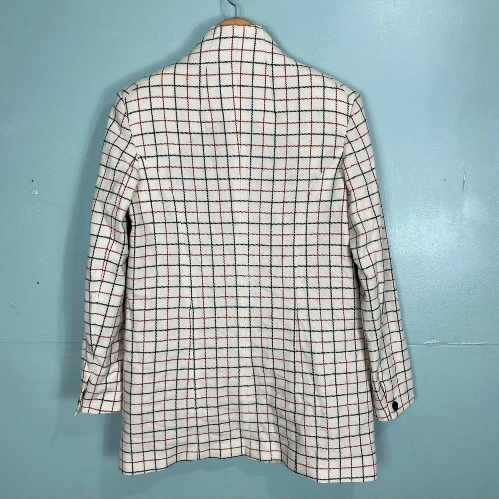 Rag and Bone Nova Oversized Blazer Ivory Check Plaid‎ One Button Sz 10